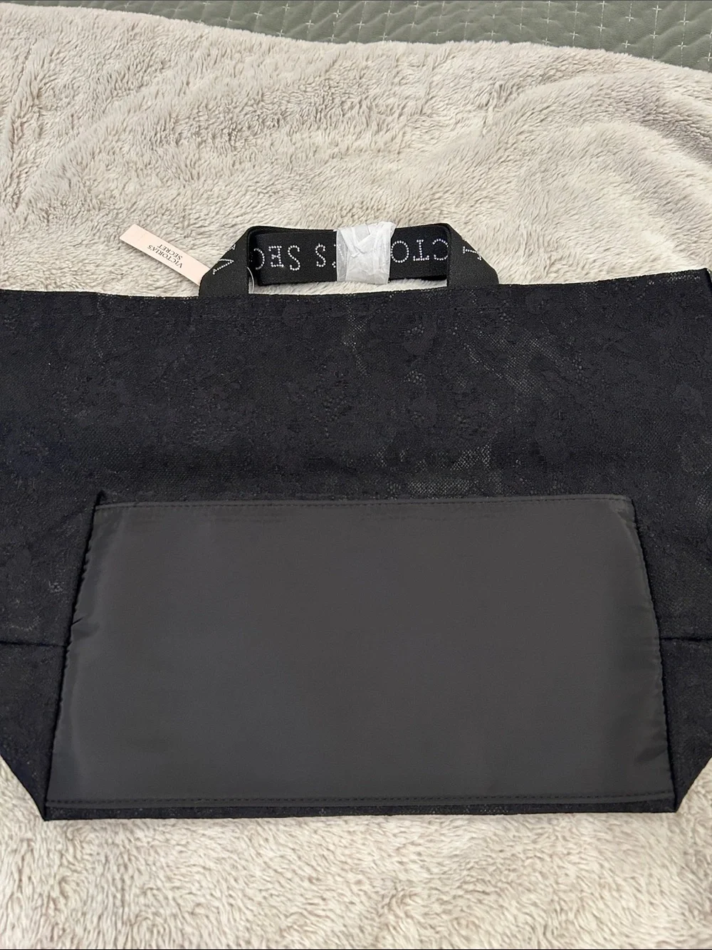 Victoria's Secret Black Lace Logo Strap Tote